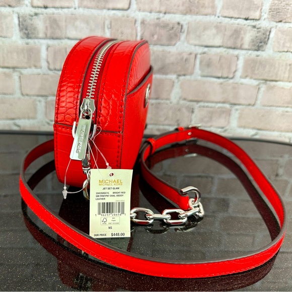 MICHAEL KORS JET SET GLAM LEATHER SMALL OVAL CROSSBODY SHOULDER BAG PURSE $448 - Picture 7 of 8